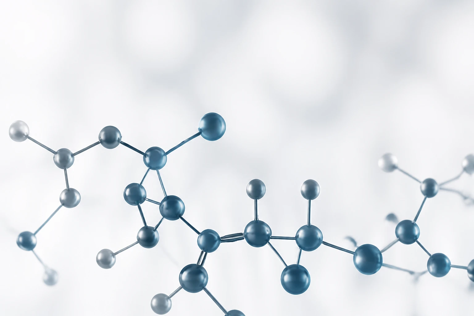 Blauw molecuulmodel van een peptidestructuur